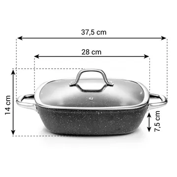 DEEP SQUARE FRYING PAN WITH COVER