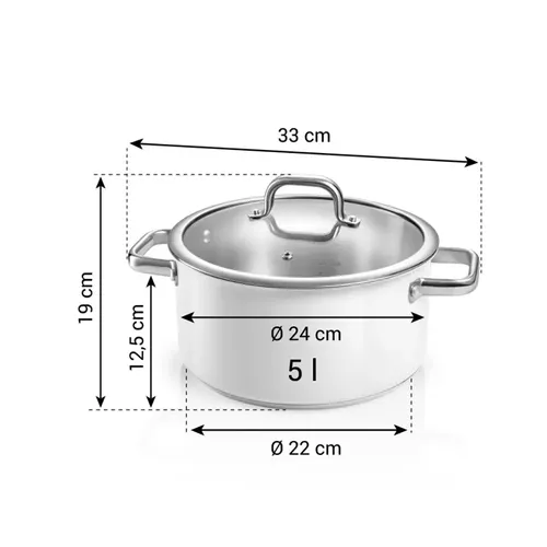 CASSEROLE WITH COVER ø 24 CM, 5 LT