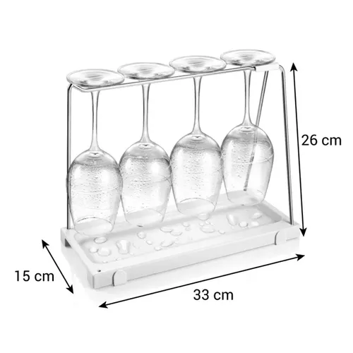 WINE GLASS RACK WITH DRAINER 330 x 148 mm