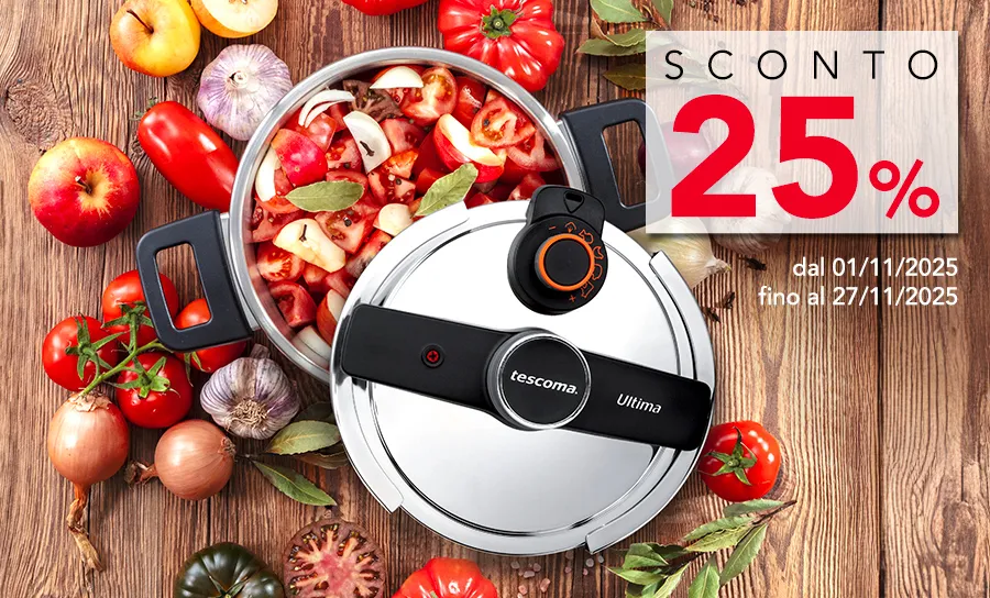 Pentole a pressione scontate del 25%